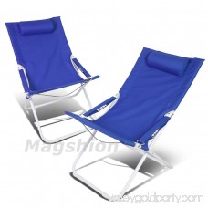 Magshion 4 Position Pair Folding Beach Camping Patio Outdoor Travel Recliners Chair Set of 2 Red